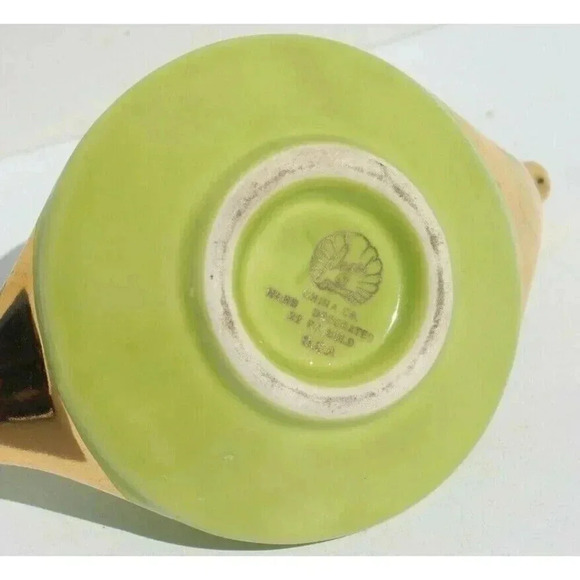 Vintage MCM Pearl China Co Green Sugar Bowl Dish 22KT Gold Trim (Tea Time) - Picture 5 of 6